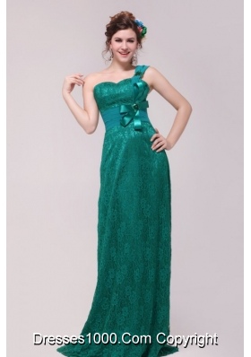 Brand New Ruching One Shoulder Lace Prom Dresses at Low Price