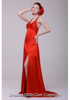 Impressive Brush Train Prom Dress with Open Back and Straps