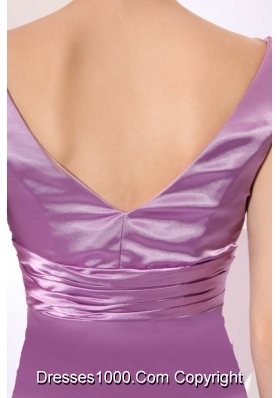 Beautiful Lavender Ankle-length Prom Dress V-neck and Ruching