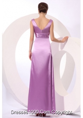 Beautiful Lavender Ankle-length Prom Dress V-neck and Ruching