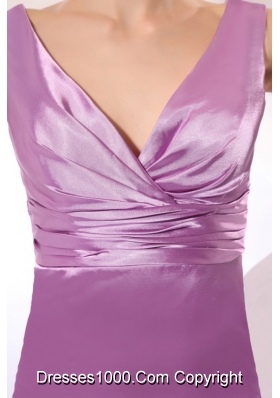 Beautiful Lavender Ankle-length Prom Dress V-neck and Ruching