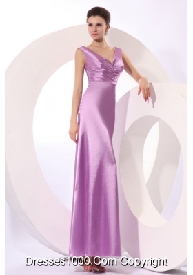 Beautiful Lavender Ankle-length Prom Dress V-neck and Ruching