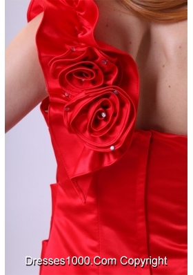 Mini-length Sheath Column One-shoulder Red Prom Homecoming Dress