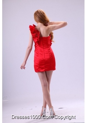 Mini-length Sheath Column One-shoulder Red Prom Homecoming Dress