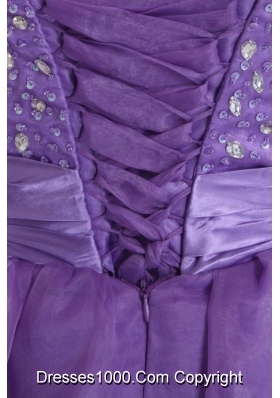 Princes Purple Sweetheart Organza Prom Gown Dress with Beading