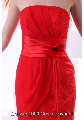 Hot Column Red Strapless Mini-length Cocktail Dress On Sale