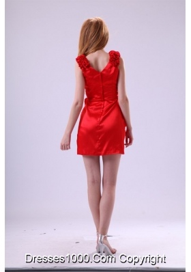 Ruffled V Neck Red Asymmetrical Skirt Dresses for Prom Queen