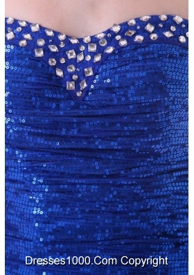 Hot Seller Mini-length Sheath Sweetheart Royal Blue Sequin Prom Dress