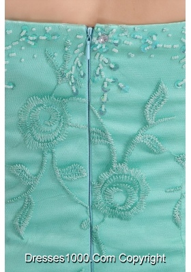 Elegant Mermaid Sweetheart Aqua Blue Embroidery Prom Gown Dress