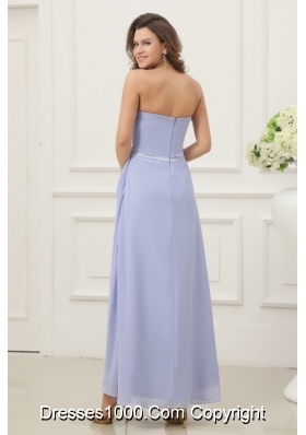 Strapless Empire Chiffon Ankle-length Prom Maxi Dress with Ruches