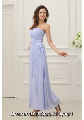 Strapless Empire Chiffon Ankle-length Prom Maxi Dress with Ruches