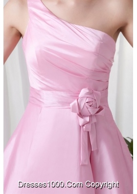 Side Zipper One Shoulder Flowers Prom Homecoming Dresses