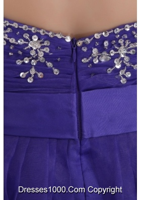 Floor Length Beading Sweetheart Purple Dress for Prom Court