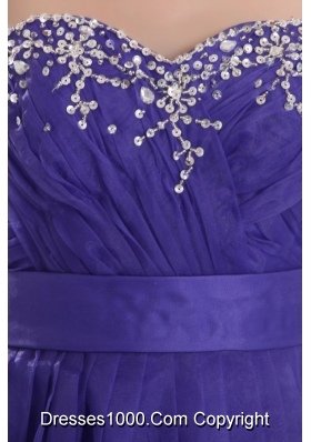 Floor Length Beading Sweetheart Purple Dress for Prom Court