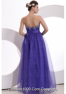 Floor Length Beading Sweetheart Purple Dress for Prom Court