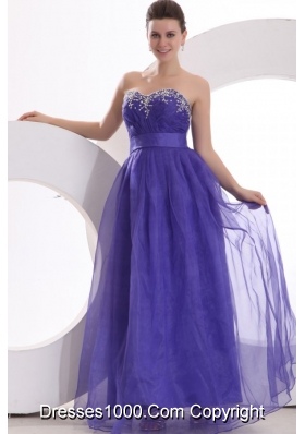 Floor Length Beading Sweetheart Purple Dress for Prom Court