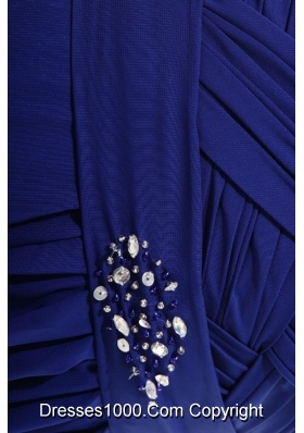 Beading Blue Straps Ruched Empire Dresses for Prom Court