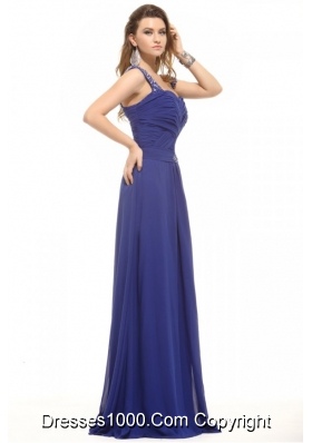 Beading Blue Straps Ruched Empire Dresses for Prom Court