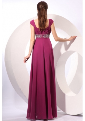 Purple Straps Beading Long Chiffon Dresses for Prom Princess