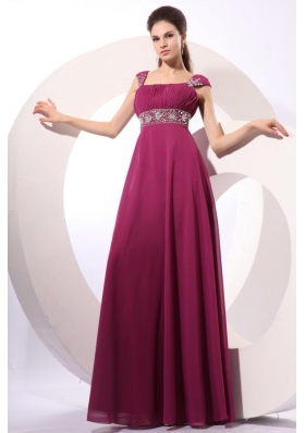 Purple Straps Beading Long Chiffon Dresses for Prom Princess