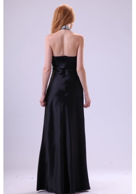 Halter Top Beading Cool Back Black Column JS Prom Dresses