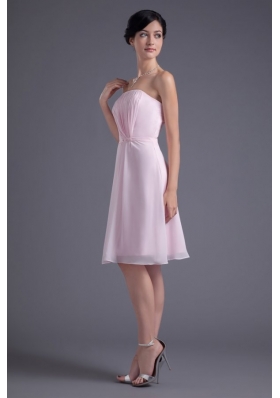 Best Seller Strapless Pink Chiffon Knee Length Prom Dresses