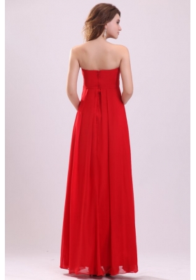 Discount Chiffon Sweetheart Ruches Red Prom Gown Dresses