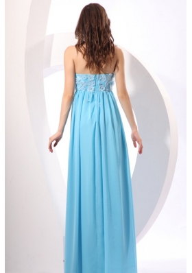 Sweetheart Applique Best Prom Bridesmaid Dress in Aqua Blue