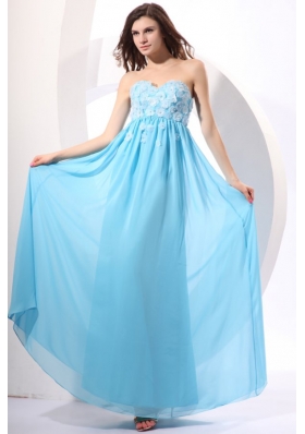 Sweetheart Applique Best Prom Bridesmaid Dress in Aqua Blue