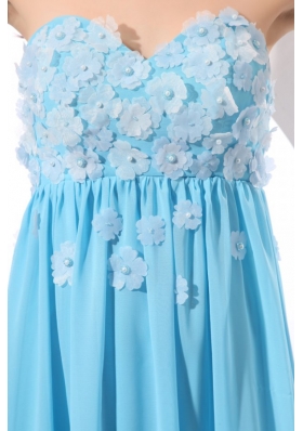 Sweetheart Applique Best Prom Bridesmaid Dress in Aqua Blue