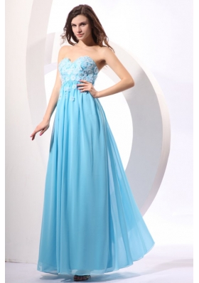 Sweetheart Applique Best Prom Bridesmaid Dress in Aqua Blue