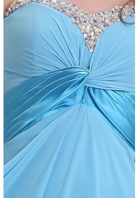 Zipper Up Sweetheart Beading Baby Blue Dresses for JS Prom