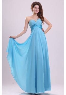 Zipper Up Sweetheart Beading Baby Blue Dresses for JS Prom