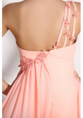 Appliques One Shoulder Baby Pink Fashion Prom Dama Dress