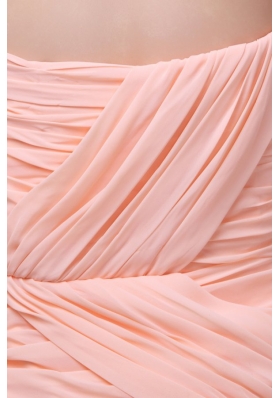 Ruching Sweetheart High Slit Brush Train Peach Prom Attire