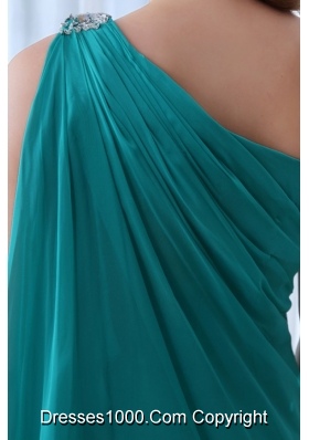 Turquoise One Shoulder Beading Chiffon Prom Celebrity Dress