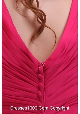 Ruched V Neck Sash Buttons in Back Dress for Prom Princess