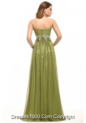 Olive Green Sweetheart Appliques Tulle Long JS Prom Dresses