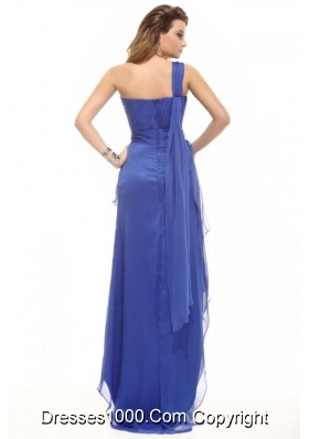 Layered Ruches Blue One Shoulder Asymmetrical Prom Attire