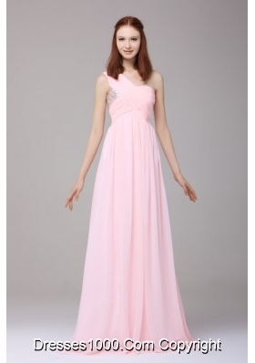 Baby Pink Princess Full Length Chiffon Prom Dresses for Women