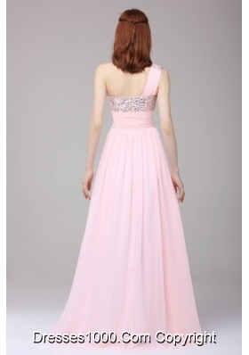 Baby Pink Princess Full Length Chiffon Prom Dresses for Women