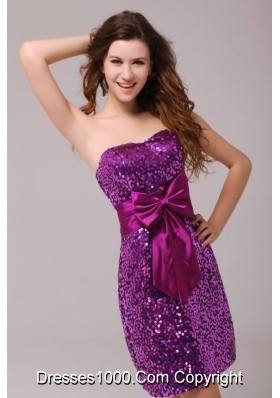 Column Sweetheart Sequin Bowknot Sash Prom Pageant Dress