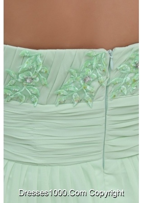 Light Green One Shoulder Flowers Appliques Prom Party Dress