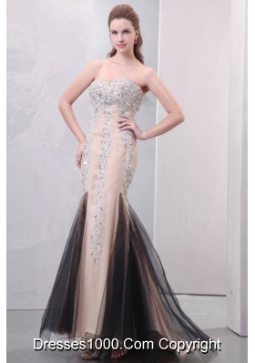 Champagne Rhinestone Mermaid Long Prom Nightclub Gowns