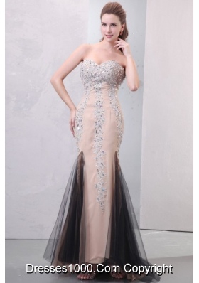 Champagne Rhinestone Mermaid Long Prom Nightclub Gowns