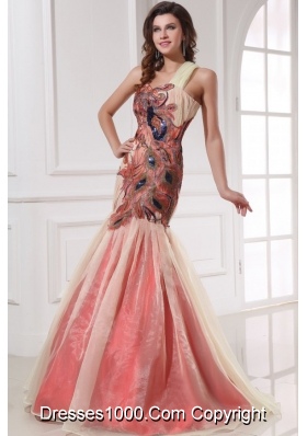 Phenix Appliques One Shoulder Prom Gown Dress in Mermaid