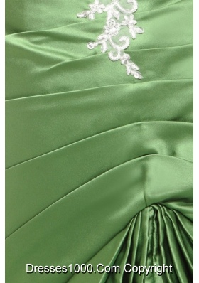 One Shoulder Ruched Mermaid Taffeta Prom Dresses in Green