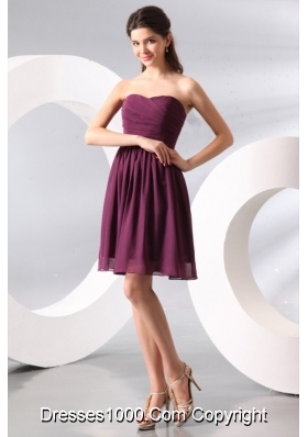 Beautiful Sweetheart Ruched Chiffon Purple Prom Party Dress