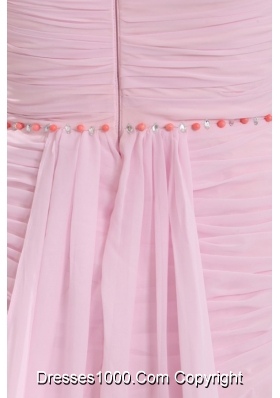 Chapel Train Sweetheart Applique Baby Pink Prom Party Dress