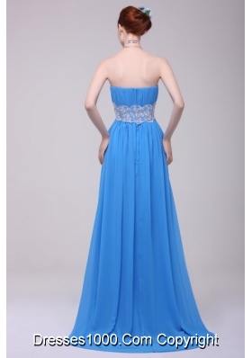 Applique Strapless Prom Graduation Dresses with Brush Train